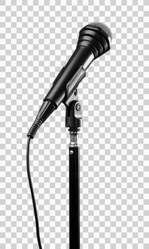 Black microphone with wire on a stand Stock Photos