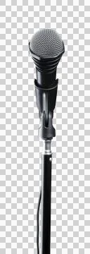 Black microphone with wire on stand Stock Photos