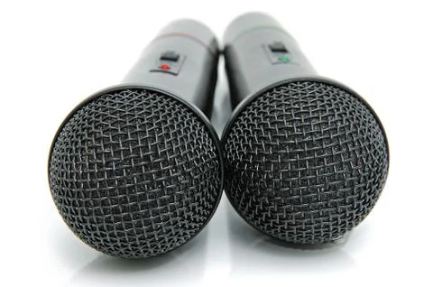 Black microphones Stock Photos