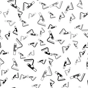 Black Microscope icon isolated seamless pattern on white background. Chemistry イラスト素材