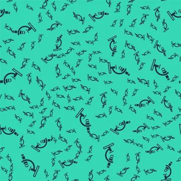 Black Microscope icon isolated seamless pattern on green background. Chemistry イラスト素材