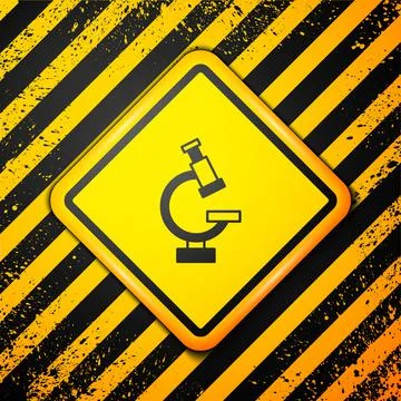 Black Microscope icon isolated on yellow background. Chemistry, pharmaceutical Stock Illustration