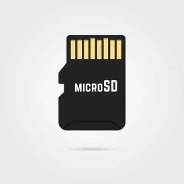 Black microsd card icon with shadow Stock Illustration