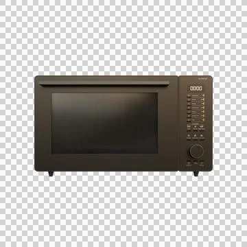Black Microwave Front View 3D Render Illustration Stock Illustration