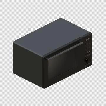 Black Microwave Left Isometric View 3D Render Illustration Illustrazione stock