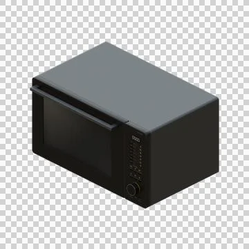 Black Microwave Right Isometric View 3D Render Illustration Stock Illustration