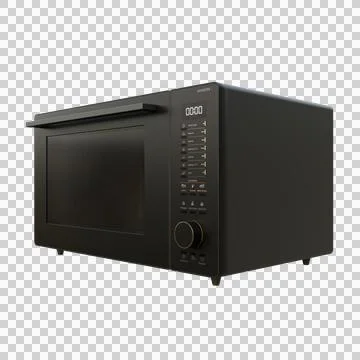 Black Microwave Right Side View 3D Render Illustration Stock Illustration