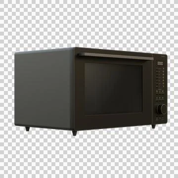 Black Microwave Side View 3D Render Illustration Stock Illustration