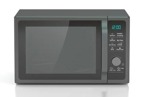 Black microwave stove, 3D rendering Stock-Illustration