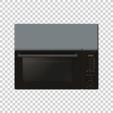 Black Microwave Top Front View 3D Render Illustration Stock Illustration