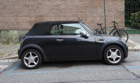 Black Mini car in Turin Stock Photos