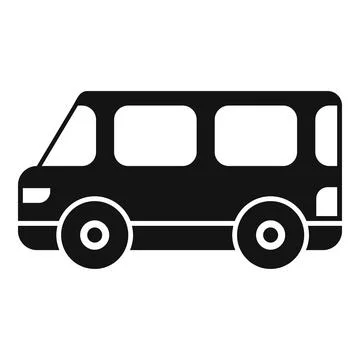 Black minibus transporting passengers icon side view Stock Illustration