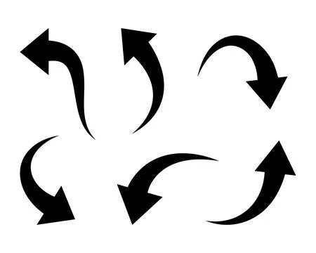 Black minimal arrows. Clean arrows for diagrams, navigation and interface design Stock Illustration