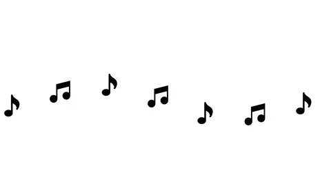 Black minimal flying music notes miniflow up effect with an alpha channel Stock Footage 304718590