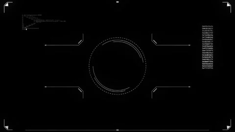 Black minimal HUD interface background with circular target, thin tech lines Stock Footage 334128833