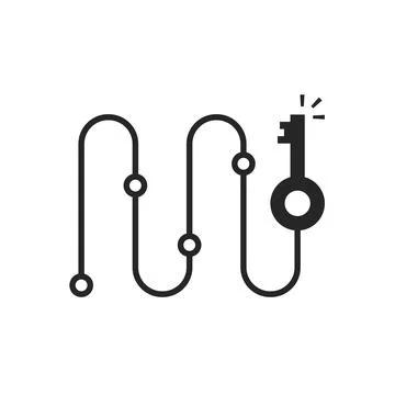 Black minimal route like quest points Stock Illustration