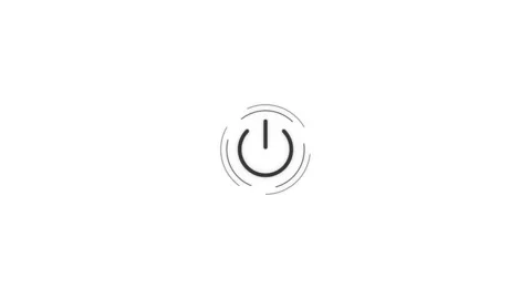 Black minimalist power button icons on white background. 4K Vidéo 340882999