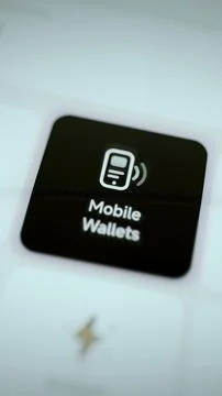 Black mobile wallets tile on portrait screen 스톡 일러스트