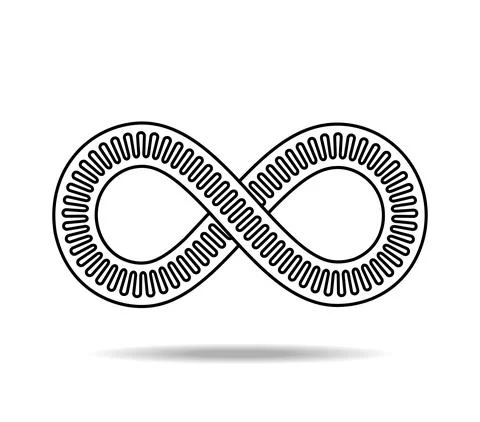 Black mobius loop made of three lines, one undulating. Infinity symbol eight 8 Stock Illustration