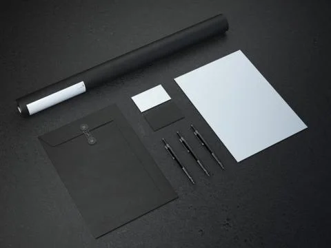 Black mockup on the dark paper background Illustrazione stock