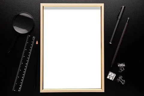 Black mockup with frame. Back to school Stock Photos