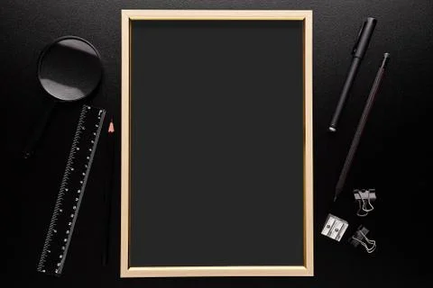 Black mockup with frame. Back to school Stock Photos