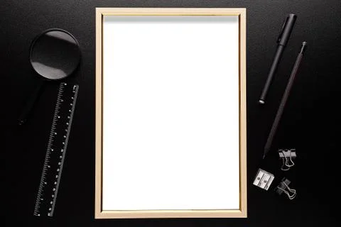 Black mockup with frame. Back to school Stock Photos