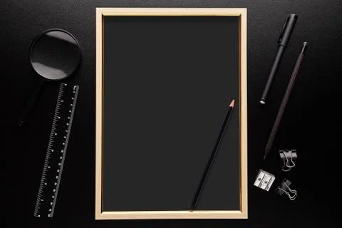 Black mockup with frame. Back to school Stock Photos