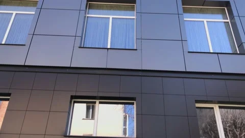 Black modern building. Smooth camera span Stock Footage 134379235