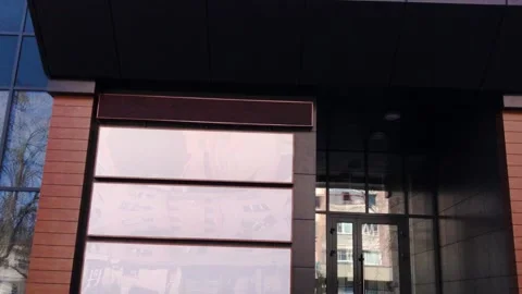 Black modern building. Smooth camera span Stock Footage 134379275