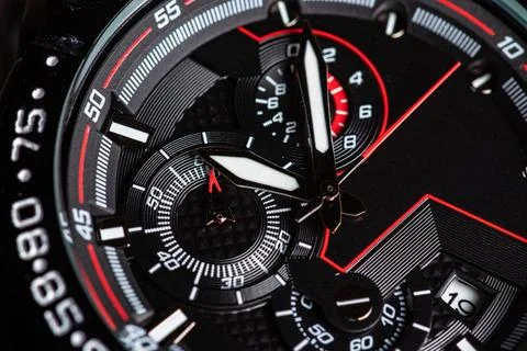 Black modern clock face. close up background 写真素材