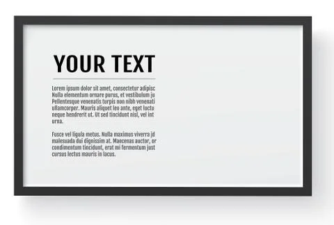 Black modern frame, horizontal mockup.  Place for text, photo, gift or others Stock-Illustration