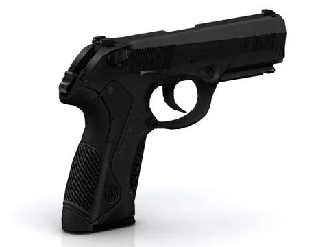 Black modern gun with pimply handle on white background Stock Illustration