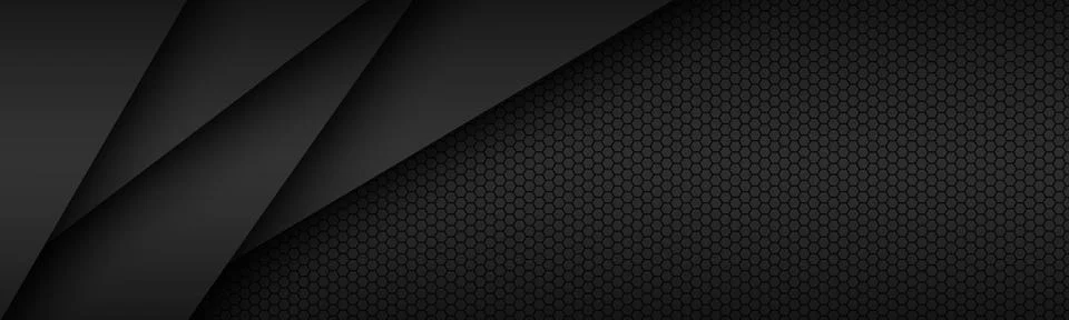 Black modern material design with hexagonal pattern, dark overlayed sheets Stock Illustration