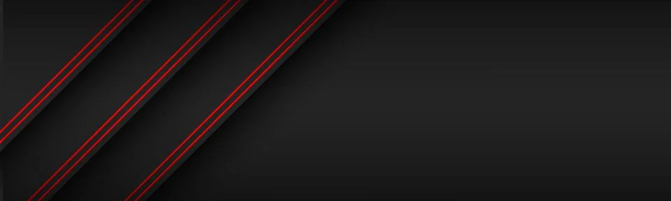 Black modern material header with diagonal lines in red colors. Vector banner Stock Illustration