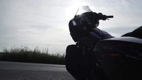 Black modern motorcycle Stock Footage 156234613