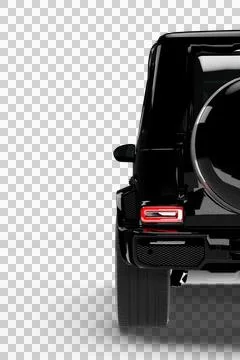 Black Modern SUV with Diagonal Design Full Rear Left Half 3D Render Stock Illustration