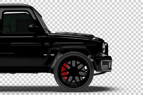 Black Modern SUV Full Right Side Half Section 3D Render Stock Illustration