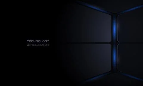 Black modern technology 3D abstract background with vertical lines and blue Stock Illustration