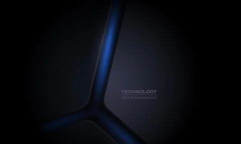Black modern technology abstract background with 3D shapes, angles and blue Illustrazione stock