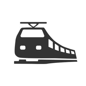 Black modern train logo isolated on white background. Design elements for logo Stock Illustration