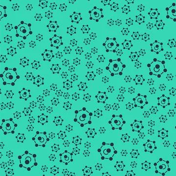 Black Molecule icon isolated seamless pattern on green background. Structure  イラスト素材