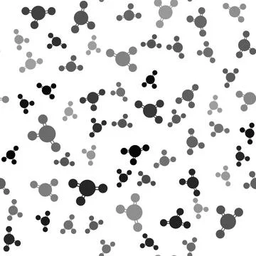 Black Molecule icon isolated seamless pattern on white background. Structure of 스톡 일러스트
