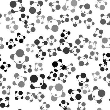 Black Molecule icon isolated seamless pattern on white background. Structur.. Ilustración de archivo