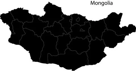 Black Mongolia map Stock Illustration
