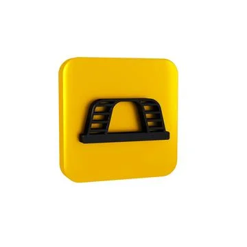 Black Monkey bar icon isolated on transparent background. Yellow square butto Stock Illustration