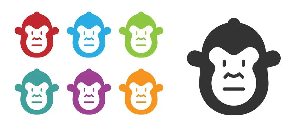 Black Monkey icon isolated on white background. Animal symbol. Set icons co.. Stock Illustration