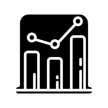 Black monochrome business analytics icon featuring vertical bars of different Stock Illustration
