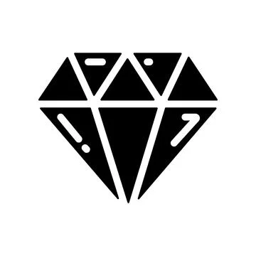 Black monochrome diamond icon featuring a faceted geometric gemstone with m.. Stock Illustration