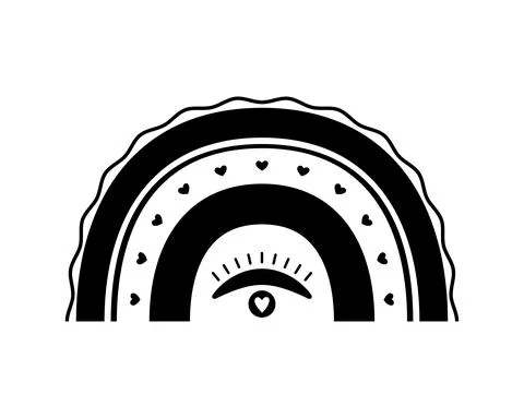 Black monochrome magic rainbow flat style. Ethnic rainbow abstract hand drawn Stock Illustration